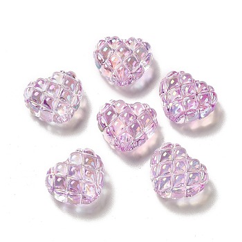 Transparent Acrylic Beads, Heart, Violet, 17.2~17.4x20~20.4x9.6mm, Hole: 3~3.2mm