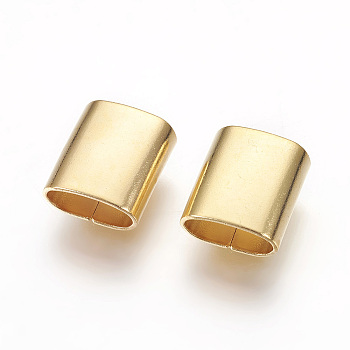 201 Stainless Steel Slide Charms, Oval, Real 24K Gold Plated, 10x9x4.5mm, Hole: 3.5x7.5mm