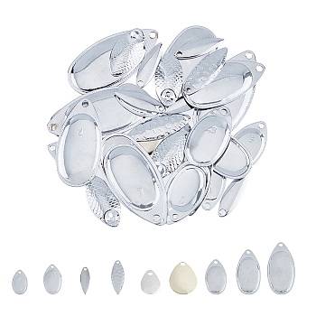 60Pcs 10 Style Teardrop & Horse Eye & Oval Iron Fishing Lures, with 60Pcs Brass U Shape Links, Fishing Attractor Spinner Blades, for Hard Lures Worm Spinner Baits Spoons Rigs Making, Platinum, 120Pcs/box