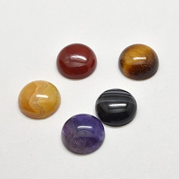 Natural Gemstone Cabochons, Half Round/Dome, Mixed Stone, Mixed Color, 12x5mm