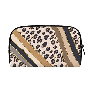 Cow Print Polyester Wallets with Zipper for Women's Bags, Rectangle, Camel, 19x11x2cm