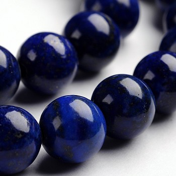 Round Natural Lapis Lazuli Gemstone Bead Strands, Dyed, 10mm, Hole: 1mm, about 40pcs/strand, 14.9 inch