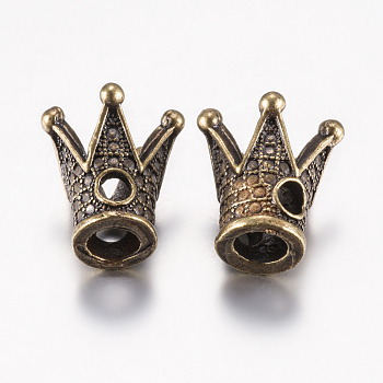 Tibetan Style Alloy Beads, Crown, Antique Bronze, 13x11~12mm, Hole: 2.5mm