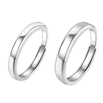 S925 Silver Couple Rings Simple and Adjustable Anniversary Gift