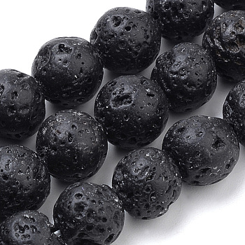 Natural Lava Rock Beads Strands, Dyed, Round, 10mm, Hole: 1mm, about 37~40pcs/strand, 14.9~15.1 inch(38~38.5cm)