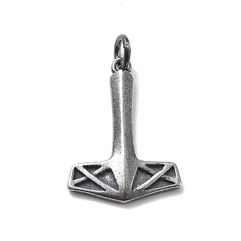 925 Sterling Silver Pendants with Jump Rings, Antique Silver, Anchor, 21x15x2.5mm, Hole: 3mm