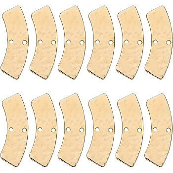 22Pcs Brass Connector Charms, Nickel Free, Curved Rectangle, Real 18K Gold Plated, 10x28.5x1mm, Hole: 1mm