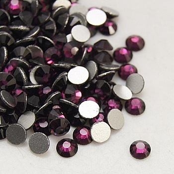 Faceted Glass Flat Back Rhinestone for Garment, Grade A, Back Plated, Half Round, Amethyst, 3~3.2mm, about 1440pcs/bag