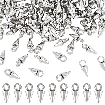 304 Stainless Steel Charms, Conw/Spike, Stainless Steel Color, 6x3mm, Hole: 1.8~2mm, 100pcs/box