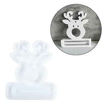 Christmas Aromatherapy DIY Pendant Decoration Silicone Molds, Epoxy Resin Craft Making, White, Deer, 123x104x10mm, Hole: 4mm, inner diameter: 112X93mm