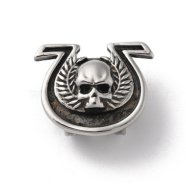 Antique Silver Skull 304 Stainless Steel Slide Charms