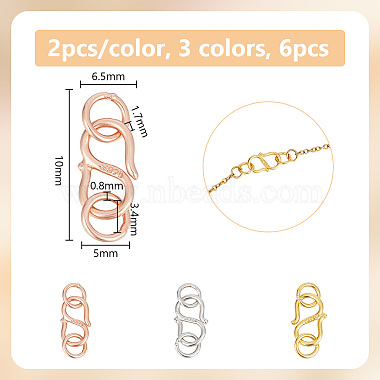 6Stk. 3 Farben 925 S-Hakenverschlüsse aus Sterlingsilber(FIND-GO0001-44B)-2