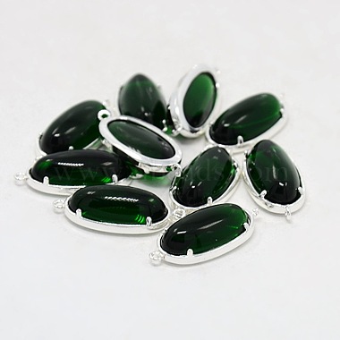 Silver Green Oval Glass Links