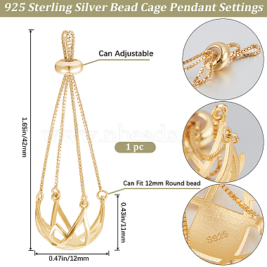 1pc 925 montage de pendentif en cage de perles en argent sterling(STER-BBC0005-72MG)-2