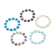 Bracelet extensible fait main millefiori au chalumeau et perles de coeur en alliage(BJEW-JB08042)-1