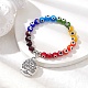 7-Color 8mm Round Alloy Handmade Evil Eye Lampwork Stretch Bracelets(BJEW-JB10198-02)-2