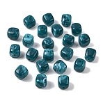 Opaque Acrylic Beads, Imitation Gemstone, Cube, Two Tone, Teal, 17x15.5x15.5mm, Hole: 3mm, 143pcs/500g(OACR-D320-01S)