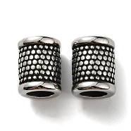 Retro 304 Stainless Steel Large Hole Barrel Beads, Antique Silver, 13.5x10.5mm, Hole: 7mm(STAS-E073-05)