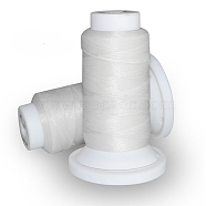 Flat Waxed Polyester Cord, for Leather Sewing Stitching, White, 0.8mm, about 54.68 yards(50m)/roll(OCOR-E021-A01)