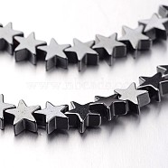 Non-magnetic Synthetic Hematite Bead Strands, Star, Original Color, 6x6x2~3mm, Hole: 1mm, about 86pcs/strand, 15.7 inch(G-F300-24B-09)