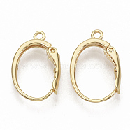 Brass Leverback Earring Findings, Nickel Free, Real 18K Gold Plated, with Loop 19.5~20.5x12.5x3.5mm, Hole: 1.5mm, Pin: 0.8mm(KK-T051-42G-NF)