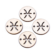 Unfinished Natural Poplar Wood Links Connectors, Laser Cut, Flat Round with Constellation, Pisces, 29.5x2.5mm, Hole: 2.5mm(WOOD-S045-139B-11)