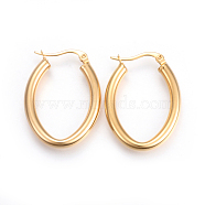 201 Stainless Steel Hoop Earrings, with 304 Stainless Steel Pin, Hypoallergenic Earrings, Oval, Golden, 34x25x4mm, Pin: 1mm(EJEW-A052-16C)