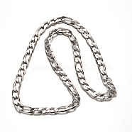 304 Stainless Steel Figaro Chain Necklaces, Faceted, Stainless Steel Color, 24 inch(61cm)(NJEW-H421-3)