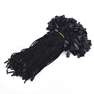 Polyester Cord with Seal Tag, Plastic Hang Tag Fasteners, Black, 180~185x2mm, Seal Tag: 10x7x4mm and 9x3mm, about 1000pcs/bag(CDIS-T001-12A)