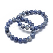 Natural Blue Spot Jasper Bead Stretch Bracelets, Round, 2 inch~2-1/8 inch(5.2~5.5cm), Bead: 10mm(BJEW-K212-C-039)