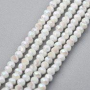 Electroplate Glass Beads Strands, AB Color Plated, Faceted, Abacus, White, 2x1.5~1.6mm, Hole: 0.8mm, about 235 pcs/Strand, 14.17 inch(36cm)(X-GLAA-F079-A-AB02)
