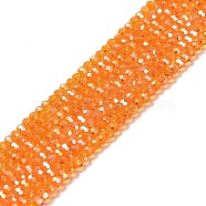 Transparent Glass Beads, 32 Facets, AB Color Plated, Round, Dark Orange, 3.5x3mm, Hole: 1mm, about 168~169pcs/strand, 19.09''(48.5cm)(EGLA-A035-T3mm-B05)