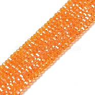 Transparent Glass Beads, 32 Facets, AB Color Plated, Round, Dark Orange, 3.5x3mm, Hole: 1mm, about 163~166pcs/strand, 50~51cm(EGLA-A035-T3mm-B05)