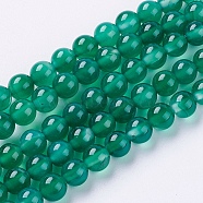 Natural Green Onyx Agate Beads Strands, Dyed, Round, Green, 6mm, Hole: 1mm, about 62pcs/strand, 14.8 inch(G-G583-6mm-11)