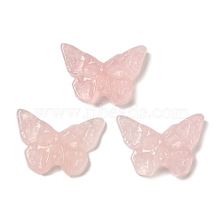 Natural Rose Quartz Pendants, Butterfly Charms with Engraved Skull, 25.5~26x37x7~9mm, Hole: 1.5~1.6mm(G-C091-04C)