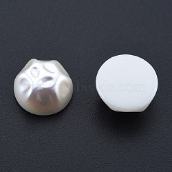 ABS Plastic Imitation Pearl Cabochons, Textured, Half Round, Creamy White, 15x8mm(KY-N015-17)