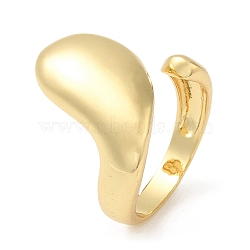 Rack Plating Brass Blank Teardrop Open Cuff Rings, Cadmium Free & Lead Free, Real 18K Gold Plated, US Size 7 1/4(17.5mm)(X-RJEW-E290-03G)