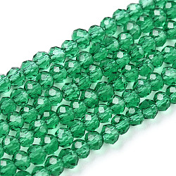 Glass Beads Strands, Faceted, Rondelle, Sea Green, 4x3mm, Hole: 0.4mm, about 123~127pcs/strand, 16.5~16.9 inch(42~43cm)(EGLA-A034-T4mm-D18)