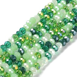 Glass Beads Strands, Faceted, Rondelle, Lime Green, 6x5mm, Hole: 1mm, about 85~88pcs/strand, 16.1~16.5 inch(41~42cm)(EGLA-A034-M6mm-11)