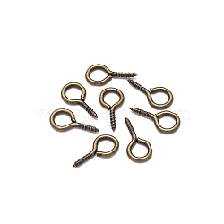 Iron Screw Eye Pin Peg Bails, For Half Drilled Beads, Antique Bronze, 10x5mm, 200pcs/bag(CABI-PW0001-244B-AB)