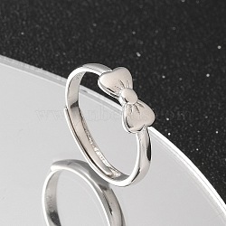 925 Sterling Silver Bowknot Adjustable Rings for Women, Silver, 5mm, Inner Diameter: 15mm(RJEW-R008-02S-05)