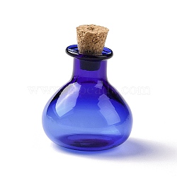 Miniature Glass Bottles, with Cork Stoppers, Empty Wishing Bottles, for Dollhouse Accessories, Jewelry Making, Medium Blue, 27.5x21mm(GLAA-H019-03C)