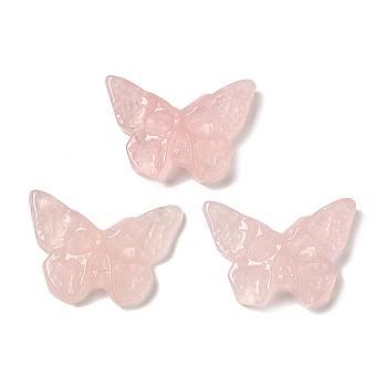 Natural Rose Quartz Pendants, Butterfly Charms with Engraved Skull, 25.5~26x37x7~9mm, Hole: 1.5~1.6mm