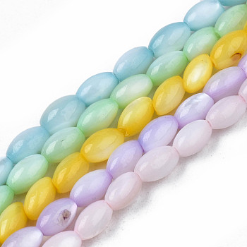 Natural Freshwater Shell Beads Strands, Dyed, Rice, Mixed Color, 5x3mm, Hole: 0.9mm, about 80~83pcs/strand, 14.76 inch~15.55 inch(37.5~39.5cm)