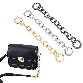 3Pcs 3 Colors Aluminum Alloy Cable Chain Purse Extender Chains, with Spring Gate Rings, Bag Replacement Accessories, Mixed Color, 20.8x1.7x0.3cm, 1pc/color