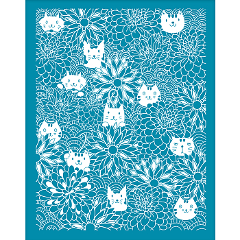 Silk Screen Printing Stencil, for Painting on Wood, DIY Decoration T-Shirt Fabric, Cat Pattern, 100x127mm
