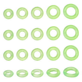 SUPERFINDINGS 100Pcs 5 Style Plastic Wacky Worms O-Rings for Wacky Rigging, Lime, 20pcs/style