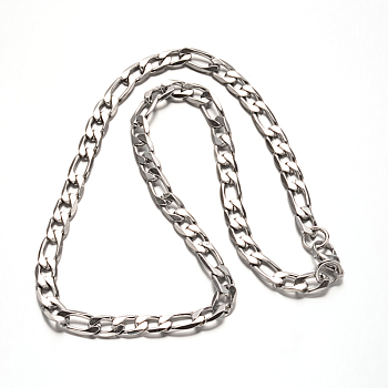 304 Stainless Steel Figaro Chain Necklaces, Faceted, Stainless Steel Color, 24 inch(61cm)