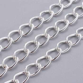 Iron Twisted Chains, Unwelded, with Spool, Oval, Silver, 14.3x10x1.8mm, about 164.04 Feet(50m)/roll