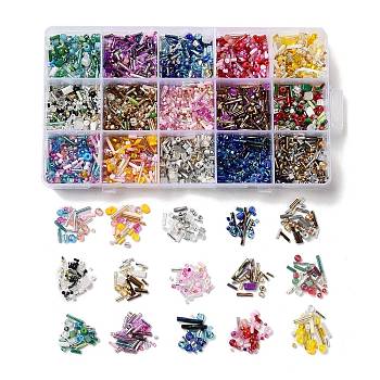 DIY Jewelry Making Finding Kit, Mixed Shape Glass & Seed Beads, Mixed Color, 2~6x2~4x2~7mm, Hole: 0.6~1.8mm, Box: 96.5x170x22mm